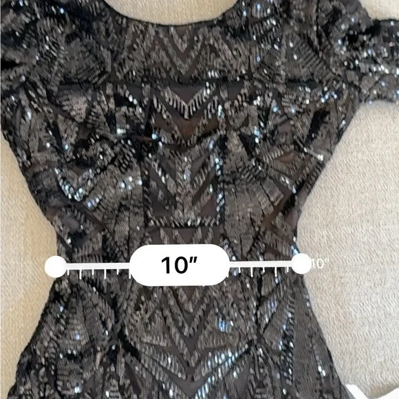 DRESS THE POPULATION Emery Sequin Midi Dress in Black XXS NWT - Picture 15 of 16